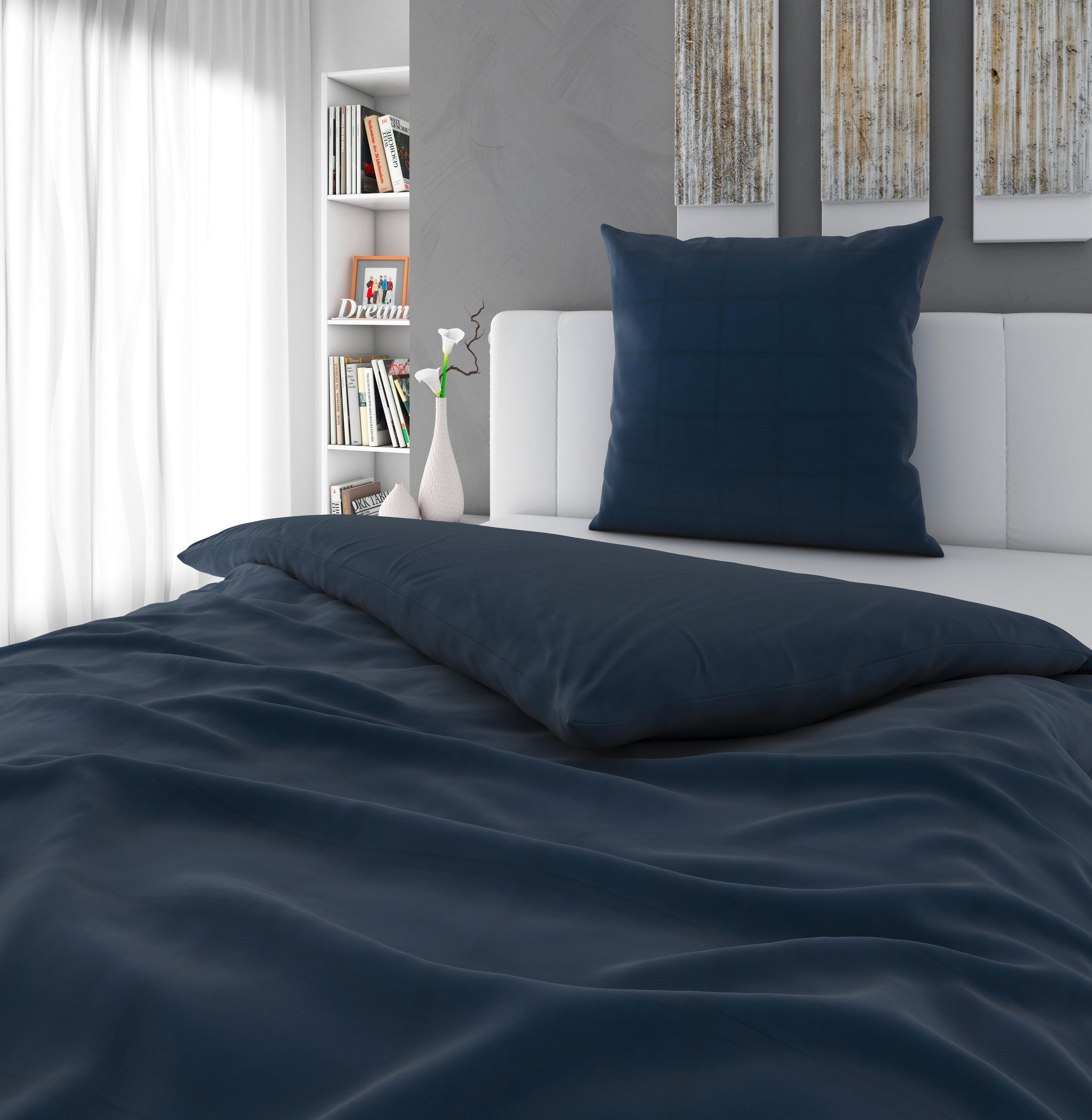 BETTWÄSCHE 135/200 cm DIAMANTE Makosatin  - Blau, Basics, Textil (135/200cm) - Novel