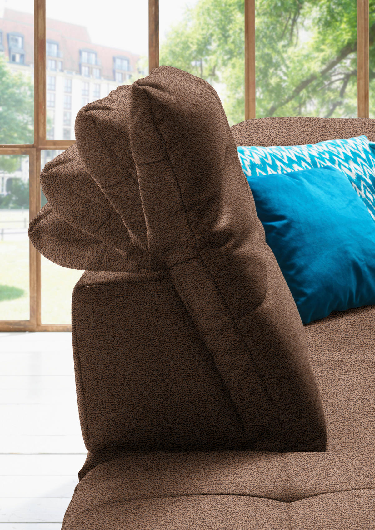 WOHNLANDSCHAFT  in Mikrofaser Haselnussfarben  - Chromfarben/Haselnussfarben, Design, Holzwerkstoff/Textil (260/371/195cm) - Beldomo Style