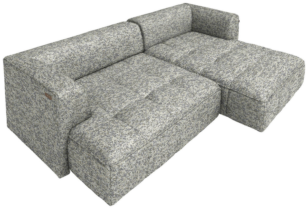 ECKSOFA Webstoff Greige  - Greige/Schwarz, Design, Kunststoff/Textil (188/288cm) - Welnova