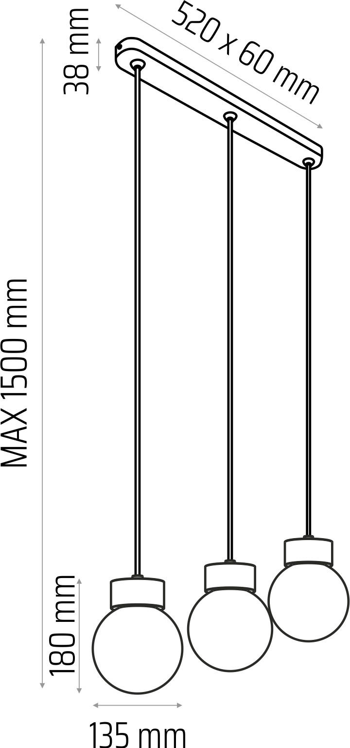 ZÁVESNÉ SVIETIDLO, E14/40 W, 52/150 cm  - biela/farba duba, Design, drevo/sklo (52/150cm)