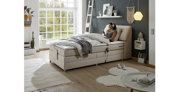 BOXSPRINGBETT 120/200 cm  in Creme  - Silberfarben/Creme, Design, Kunststoff/Textil (120/200cm) - Esposa