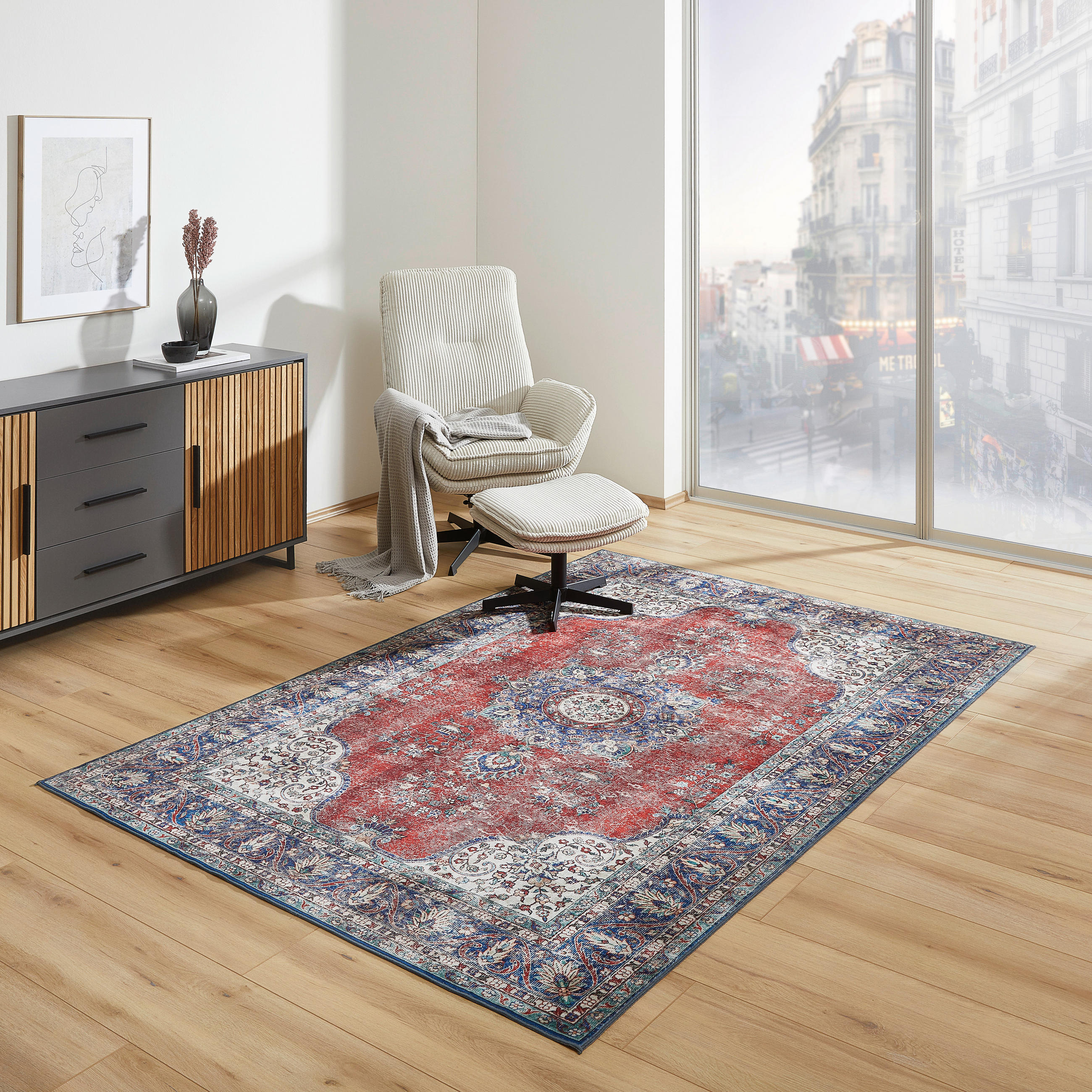 VINTAGE-TEPPICH 130/200 cm Multicolor, Rot  - Rot/Multicolor, Trend, Textil (130/200cm) - Novel
