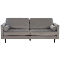 3-SITZER-SOFA Samt Grau  - Schwarz/Grau, MODERN, Holz/Textil (211/88/89cm) - P & B