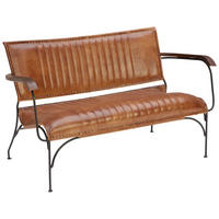 KLUPA  smeđa, crna  drvo, metal, koža      - crna/smeđa, Lifestyle, koža/drvo (133cm) - Ambia Home