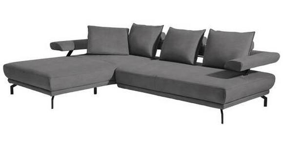 ECKSOFA in Mikrofaser Grau 224/305 cm - Schwarz/Grau, Design, Textil/Metall (224/305cm) - Dieter Knoll