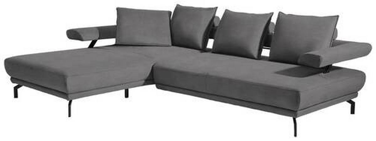ECKSOFA in Mikrofaser Grau  - Schwarz/Grau, Design, Textil/Metall (224/305cm) - Dieter Knoll