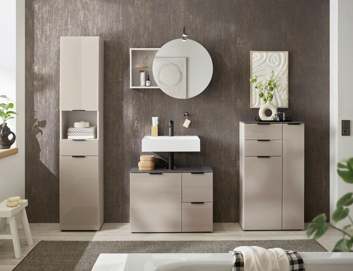 WASCHBECKENUNTERSCHRANK 60/60/35 cm  - Kaschmir/Anthrazit, Lifestyle, Glas/Holzwerkstoff (60/60/35cm) - home24