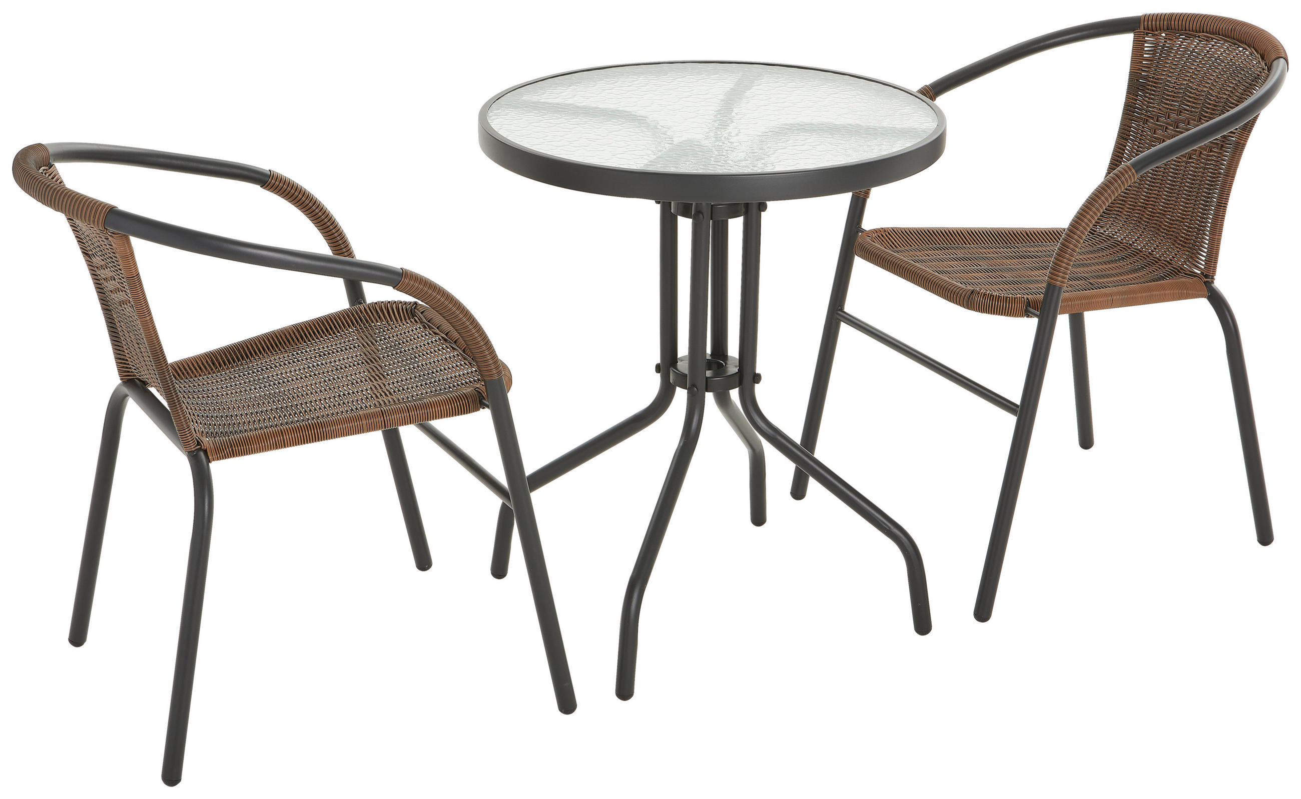 GARTENSET 3-teilig - Anthrazit/Braun, LIFESTYLE, Glas/Kunststoff - Xora