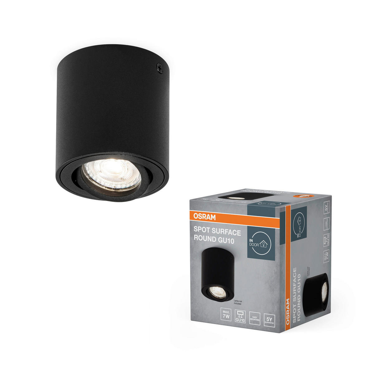 LED-DECKENLEUCHTE 8/9,5 cm   - Schwarz, Basics, Metall (8/9,5cm) - Osram