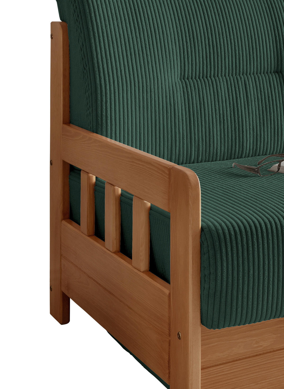 SCHLAFSOFA in Cord Kieferfarben, Dunkelgrün  - Dunkelgrün/Kieferfarben, MODERN, Holz/Textil (154/88/90cm) - Livetastic