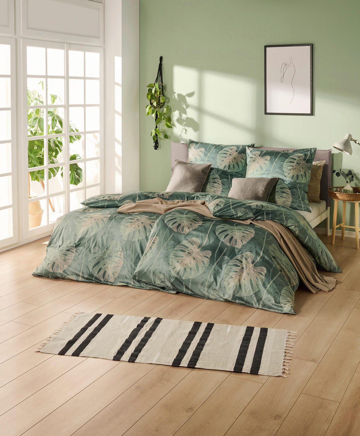BETTWÄSCHE 2-teilig Atelier Flanell 135/200 cm  - Grün, Design, Textil (135/200cm) - Estella