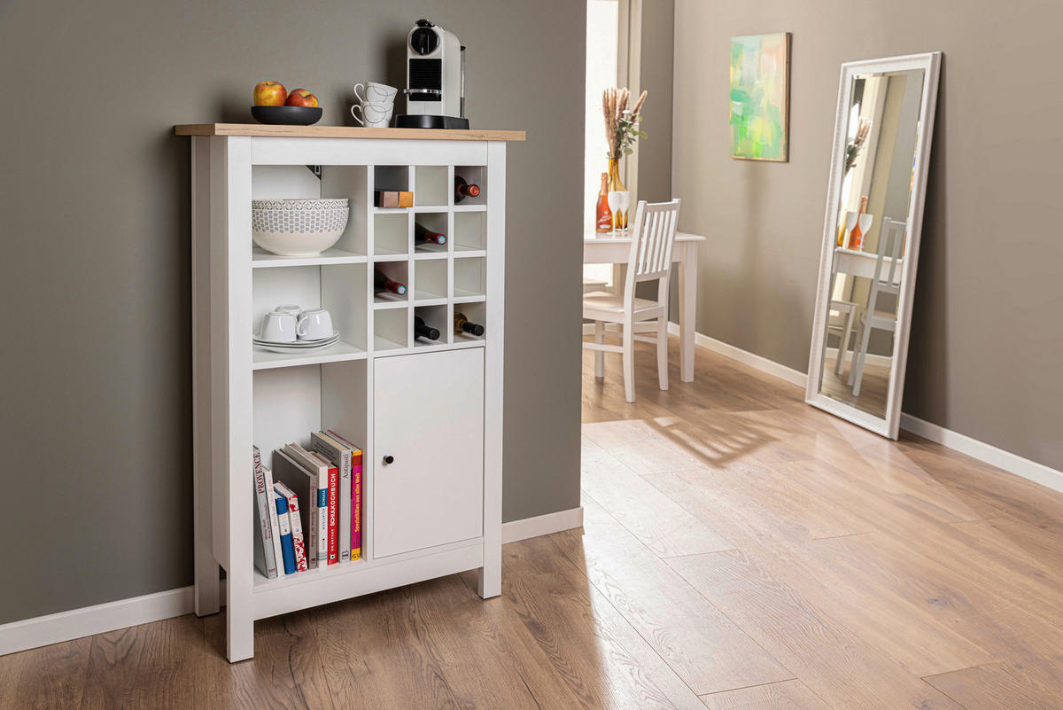 WEINSCHRANK 76,8/124,4/33 cm  - Schwarz/Weiß, MODERN, Holzwerkstoff/Kunststoff (76,8/124,4/33cm) - home24