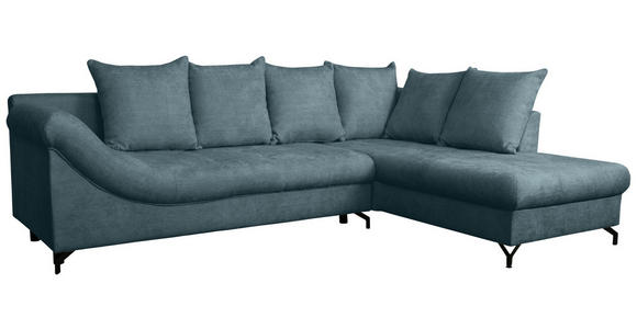 ECKSOFA Blau Struktur - Blau/Schwarz, KONVENTIONELL, Textil/Metall (274/194cm) - Carryhome