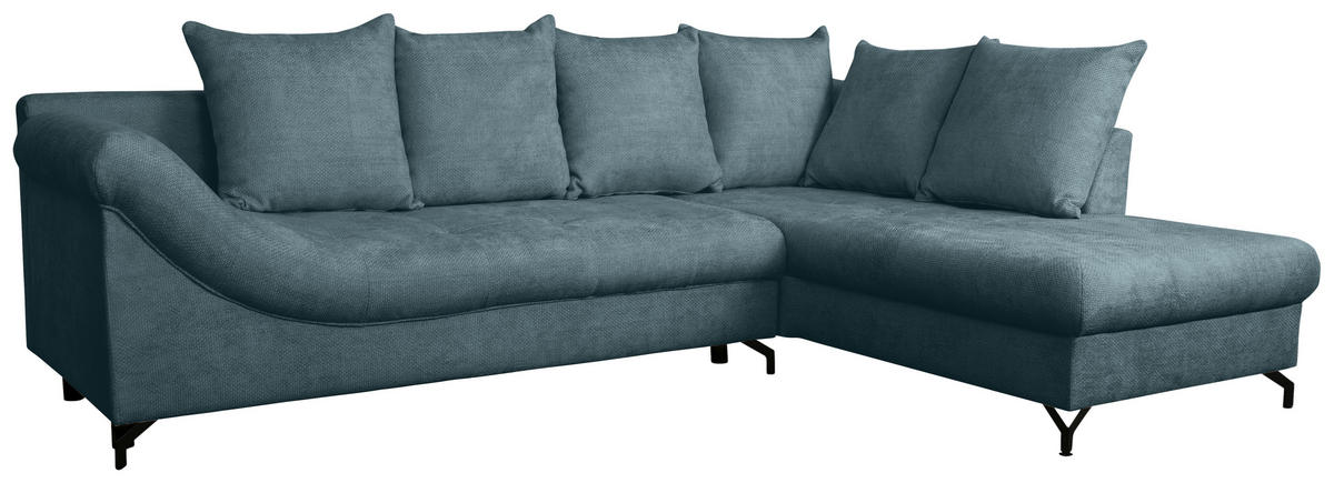 ECKSOFA Blau Struktur  - Blau/Schwarz, KONVENTIONELL, Textil/Metall (274/194cm) - Carryhome