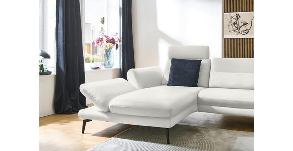 ECKSOFA in Echtleder Weiß  195/308 cm  - Schwarz/Weiß, Design, Leder/Metall (195/308cm) - Dieter Knoll