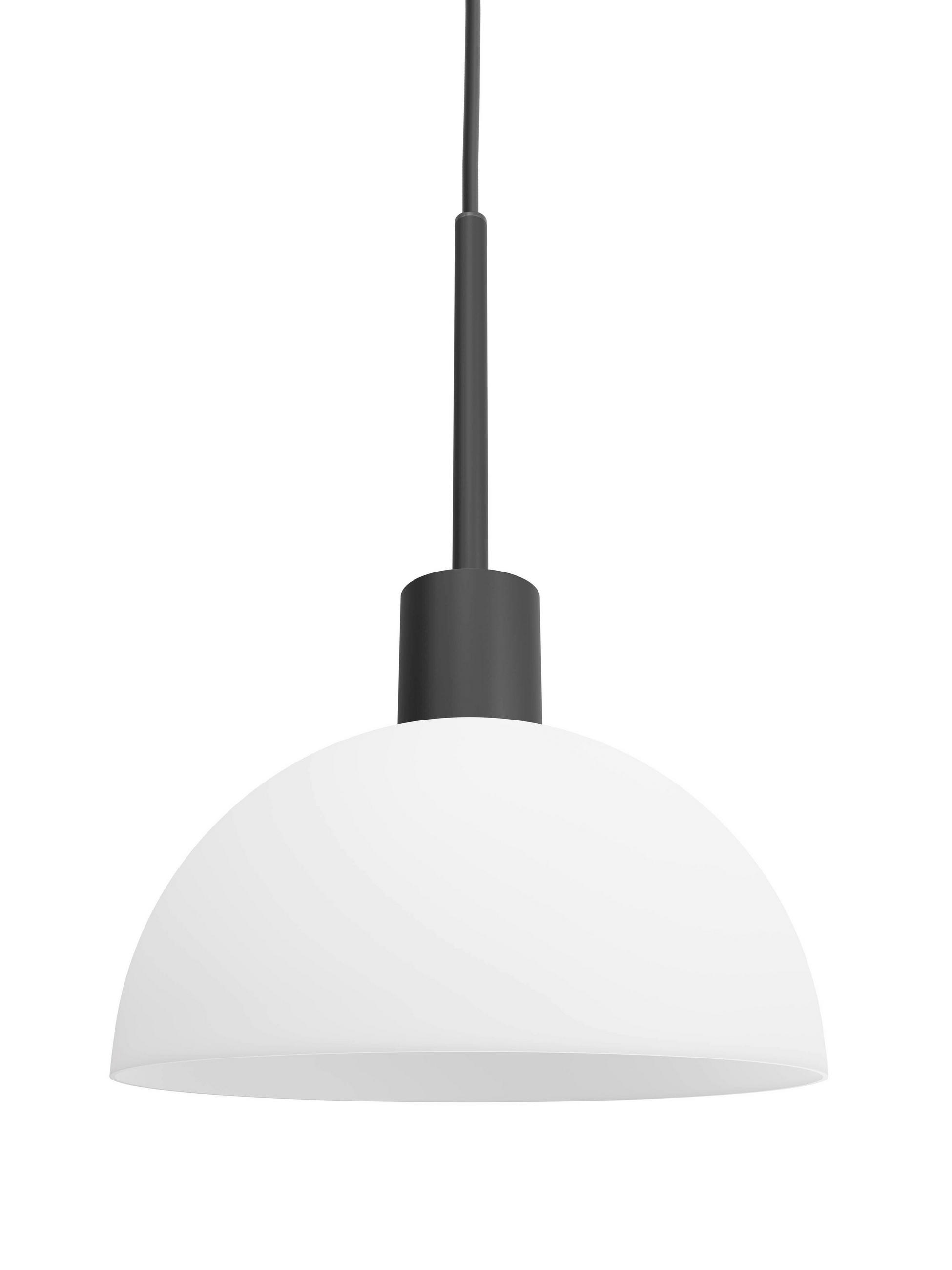 HÄNGELEUCHTE Vienda 20/10,5 cm   - Opal/Schwarz, KONVENTIONELL, Glas/Metall (20/10,5cm) - Belid