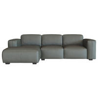 ECKSOFA Dunkelgrau Echtleder  - Dunkelgrau/Schwarz, Design, Leder/Holz (171/251cm) - Livetastic