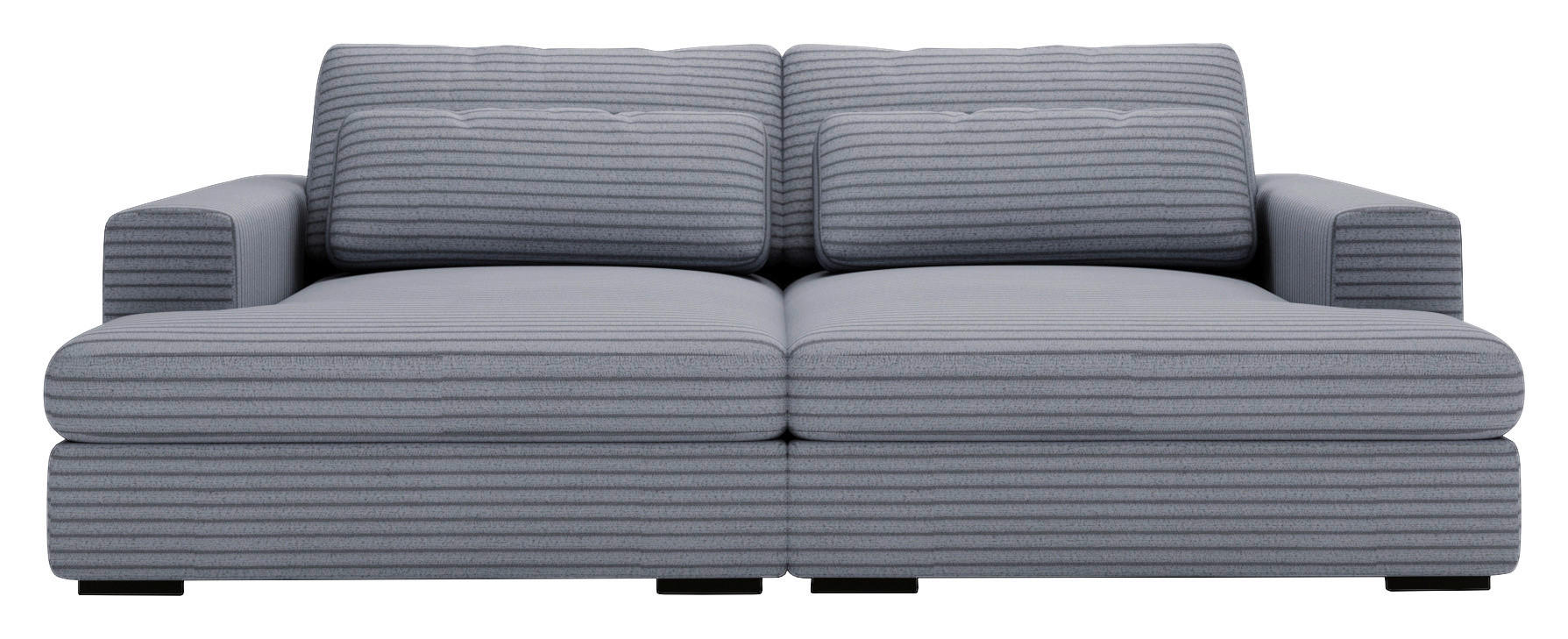 BIGSOFA Cord Blaugrau  - Blaugrau/Schwarz, Design, Textil (223/80/158cm) - home24