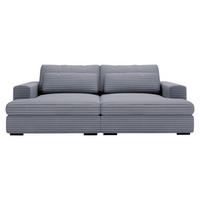 BIGSOFA in Cord Blaugrau  - Blaugrau/Schwarz, Design, Textil (218/80/158cm) - Lomoco