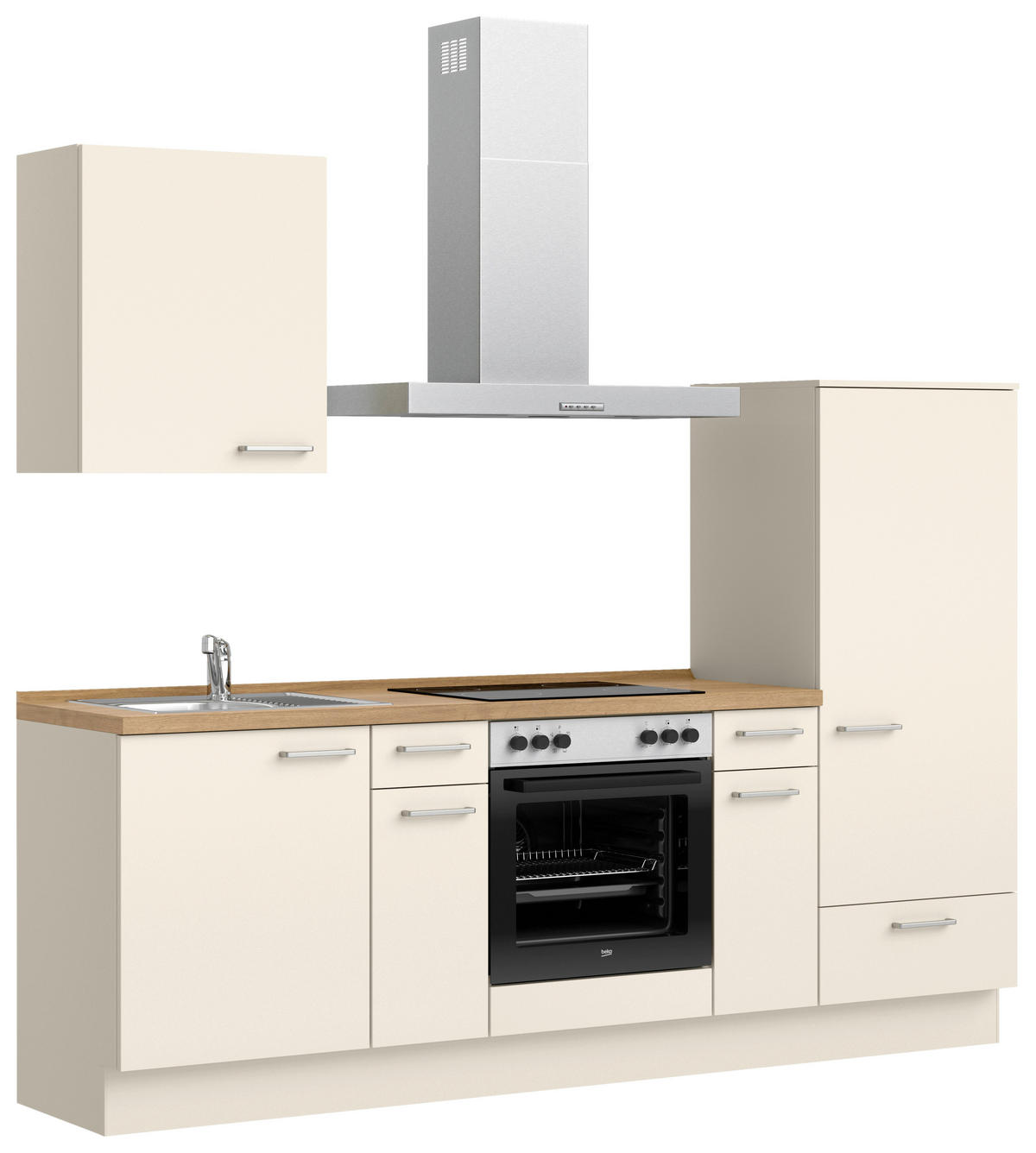 KÜCHENBLOCK Touch 240 cm  in Eichefarben, Magnolie  - Edelstahlfarben/Eichefarben, MODERN, Holzwerkstoff/Metall (240cm) - Nobilia