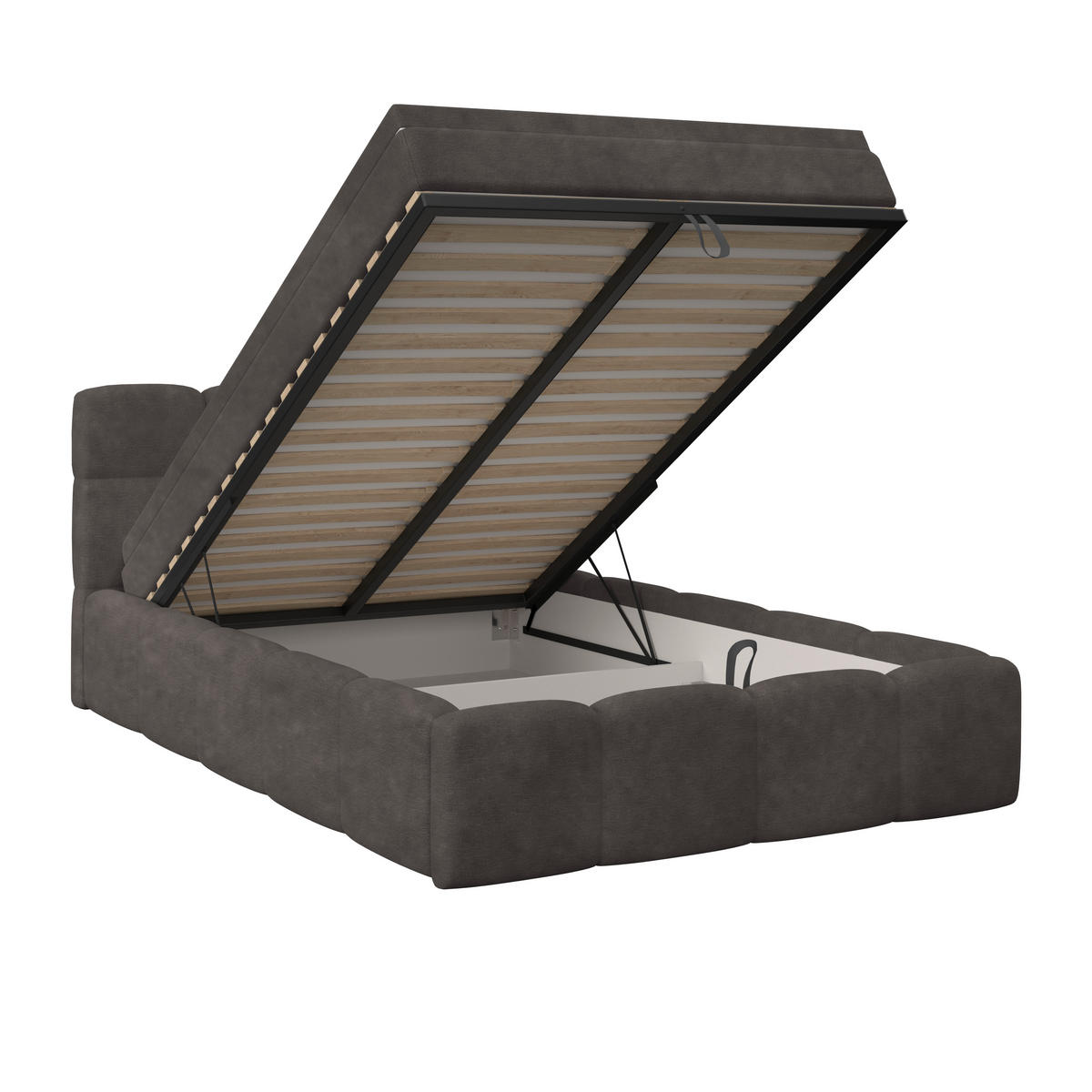 POLSTERBETT 140/200 cm,  in Anthrazit, Matratze, Bettkasten, H3 = fest  - Anthrazit/Schwarz, Trend, Kunststoff/Textil (140/200cm)