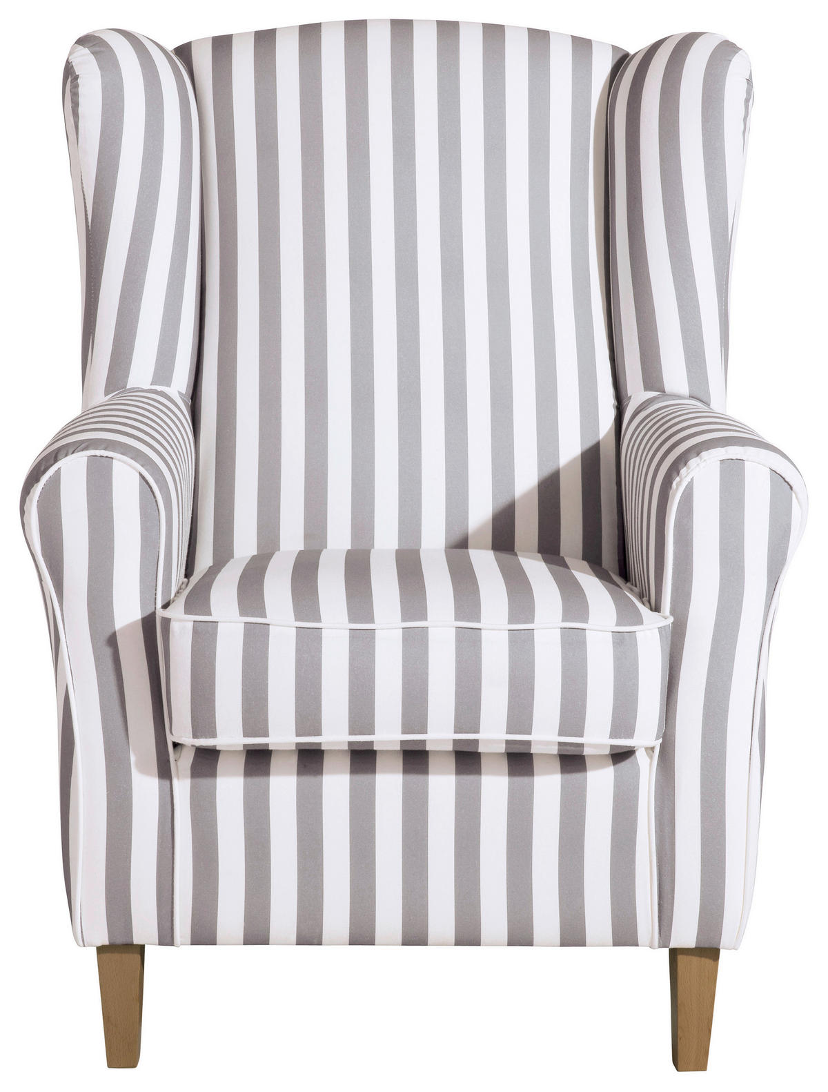 OHRENSESSEL in Flachgewebe Weiss, Hellbraun  - Hellbraun/Weiss, Konventionell, Holz/Textil (77/103/86cm) - Max Winzer