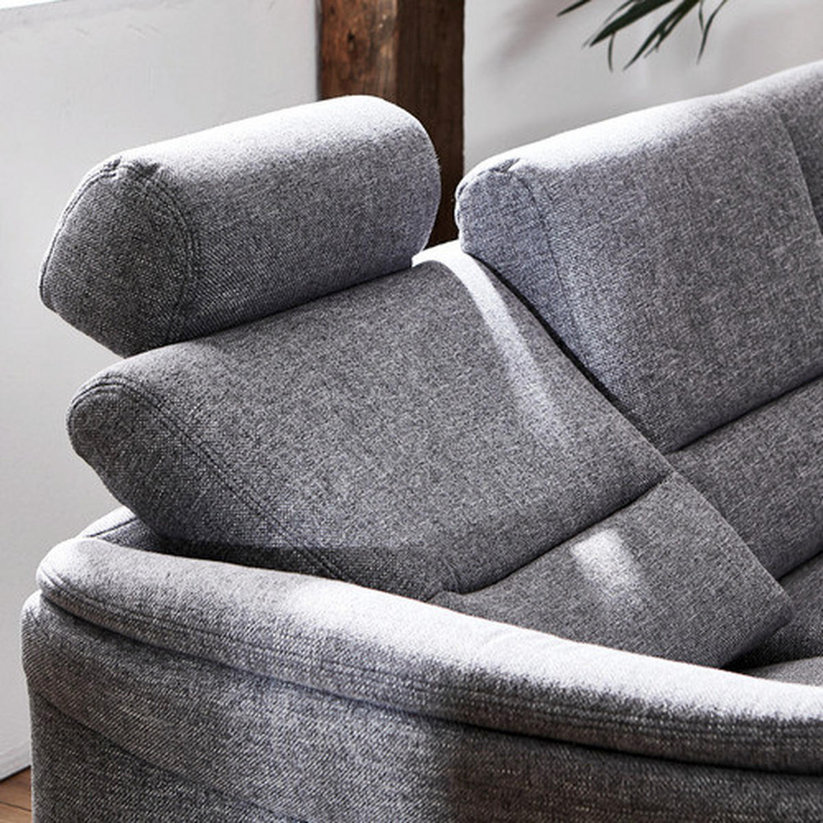 ECKSOFA in Flachgewebe Grau  - Schwarz/Grau, Design, Textil/Metall (227/203cm) - Beldomo System