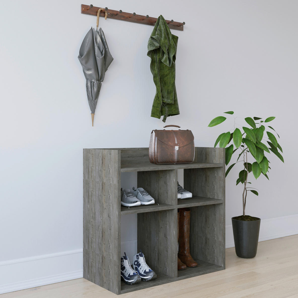 SCHUHREGAL Eiche dunkel  - Eiche dunkel, Design, Holzwerkstoff (75,6/72/35,6cm) - Livetastic
