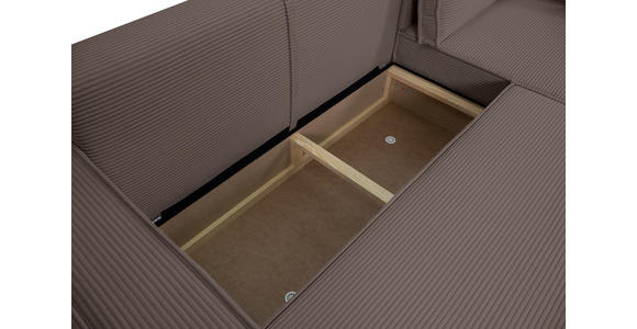 ECKSOFA inkl. Funktionen Mokka Cord  - Schwarz/Mokka, Design, Textil (267/141cm) - Xora