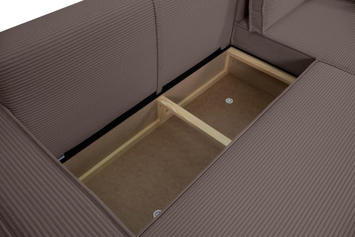 ECKSOFA Mokka Cord  - Schwarz/Mokka, Design, Textil (267/141cm) - Xora