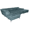 WOHNLANDSCHAFT Blau Struktur - Blau/Schwarz, KONVENTIONELL, Textil/Metall (253/357/188cm) - Carryhome