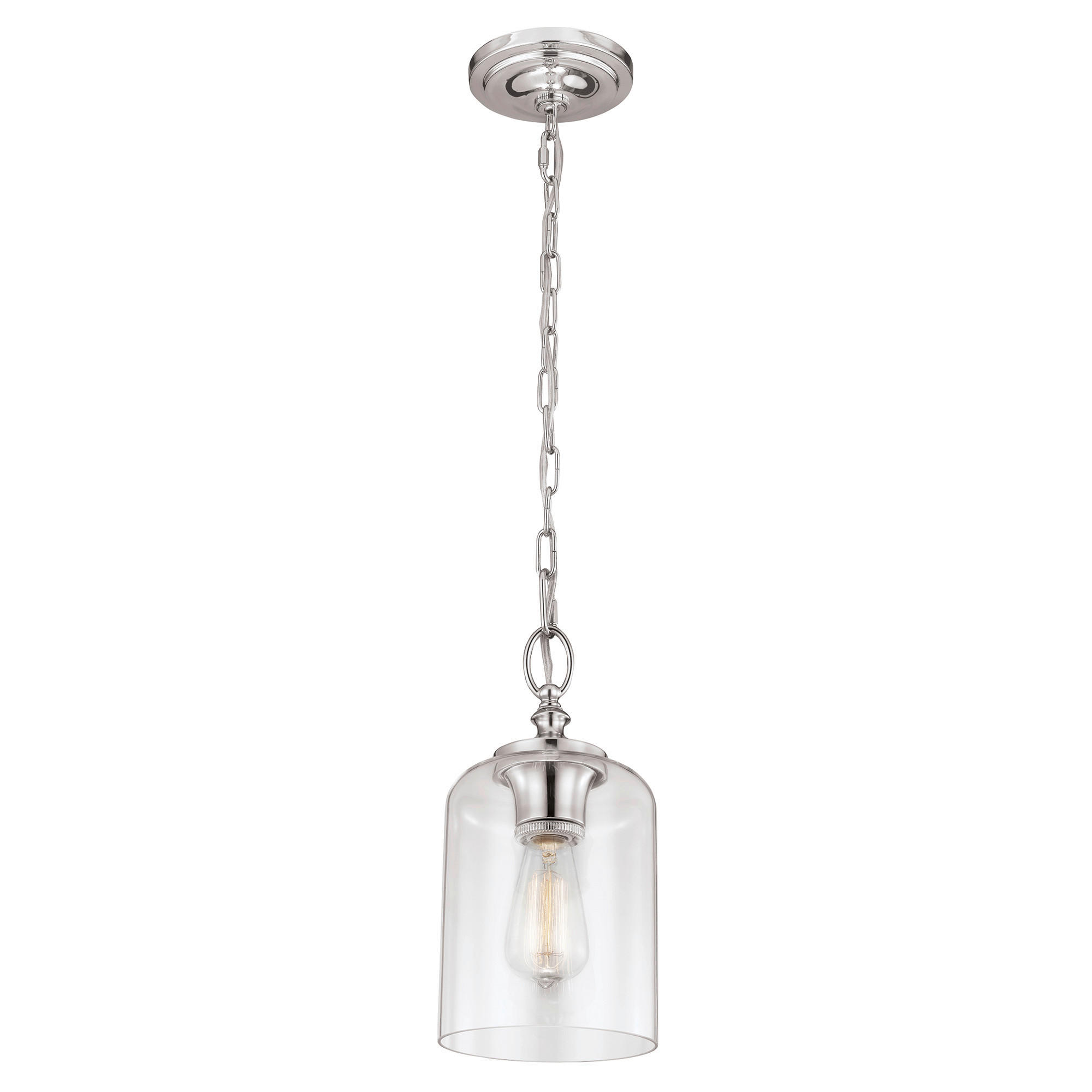HÄNGELEUCHTE 16.5/48.3 cm  - Nickelfarben, Natur, Glas/Metall (16.5/48.3cm) - Elstead Lighting