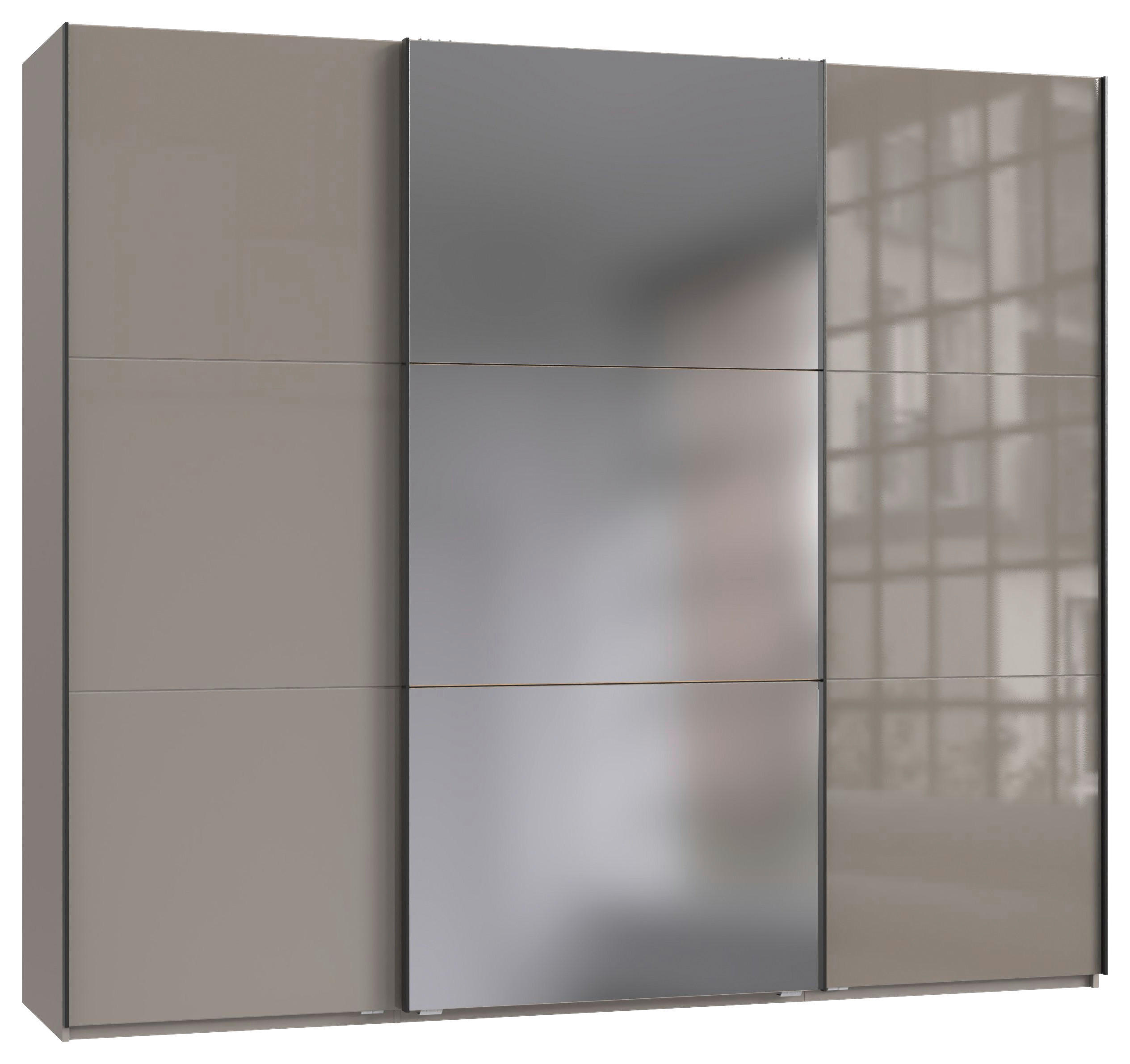 SCHWEBETÜRENSCHRANK  in Sahara  - Schwarz/Sahara, KONVENTIONELL, Glas/Holzwerkstoff (250/216/65cm) - Stylife