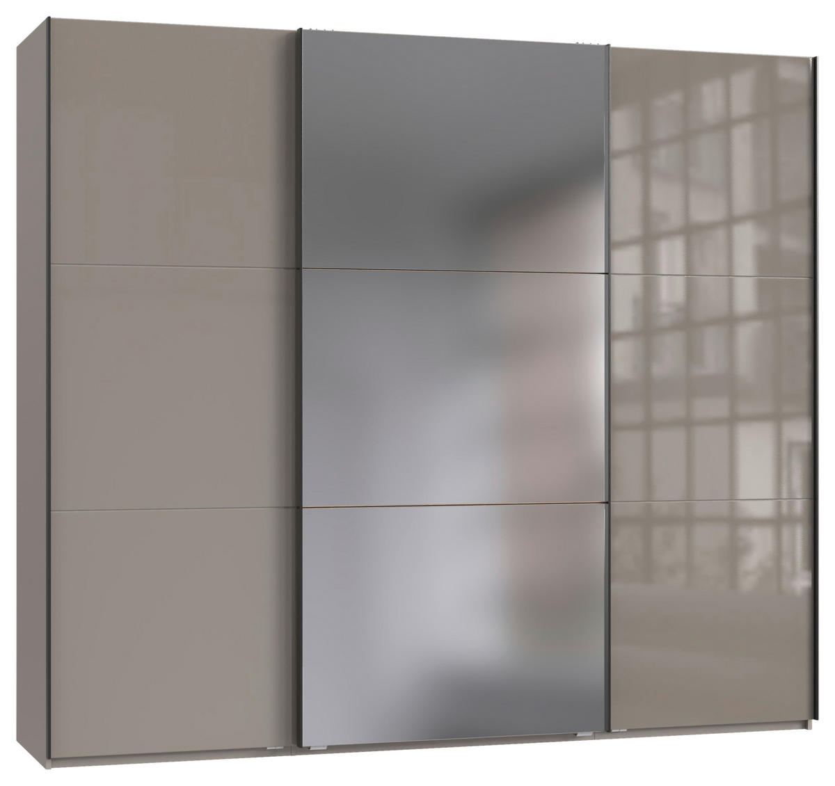 SCHWEBETÜRENSCHRANK  in Sahara  - Schwarz/Sahara, KONVENTIONELL, Glas/Holzwerkstoff (250/216/65cm) - Stylife