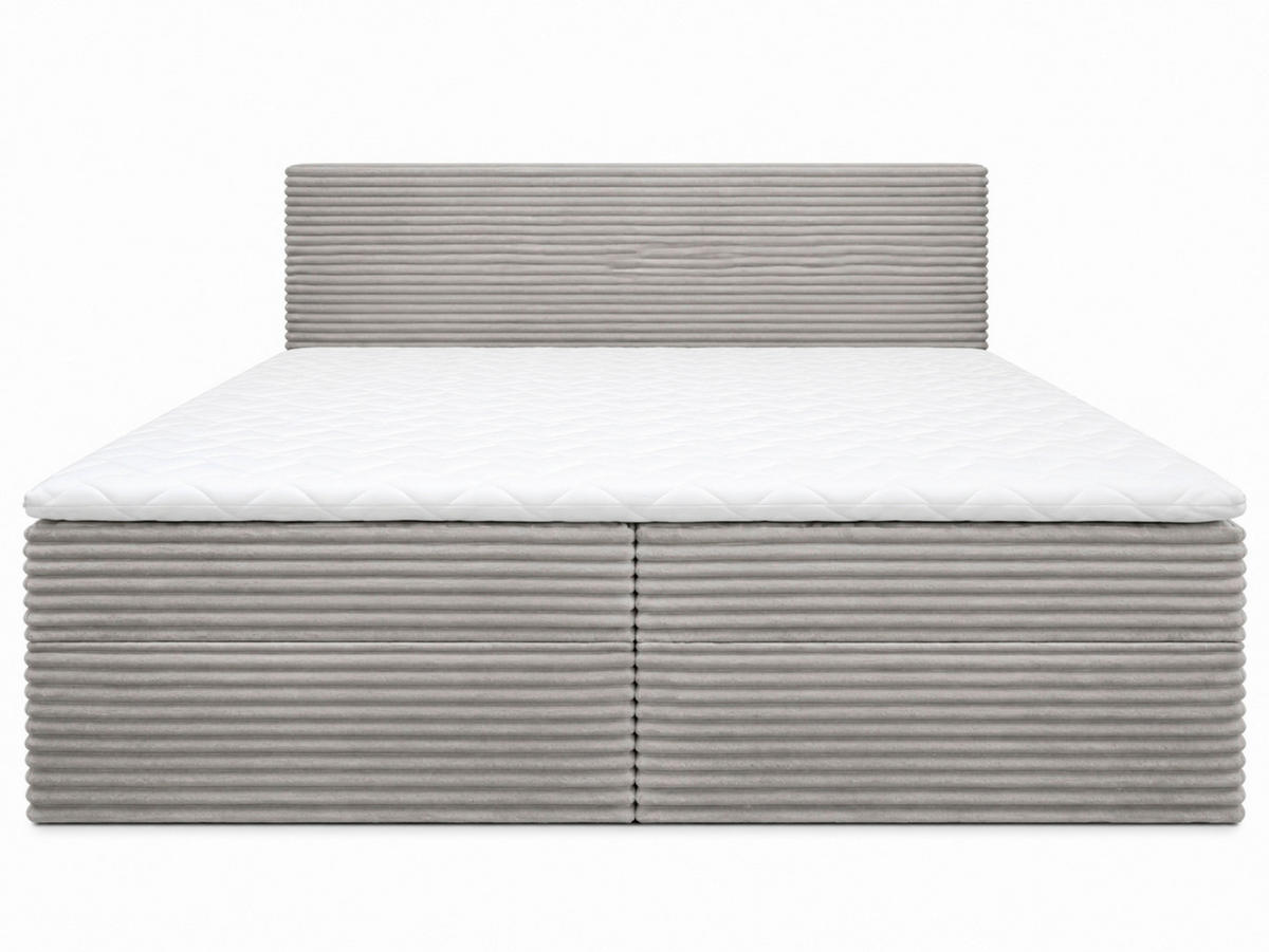 BOXBETT 180/200 cm,  in Grau, Bettkasten, Topper, H3 + H3 = fest  - Chromfarben/Grau, MODERN, Holz/Kunststoff (180/200cm) - MID.YOU