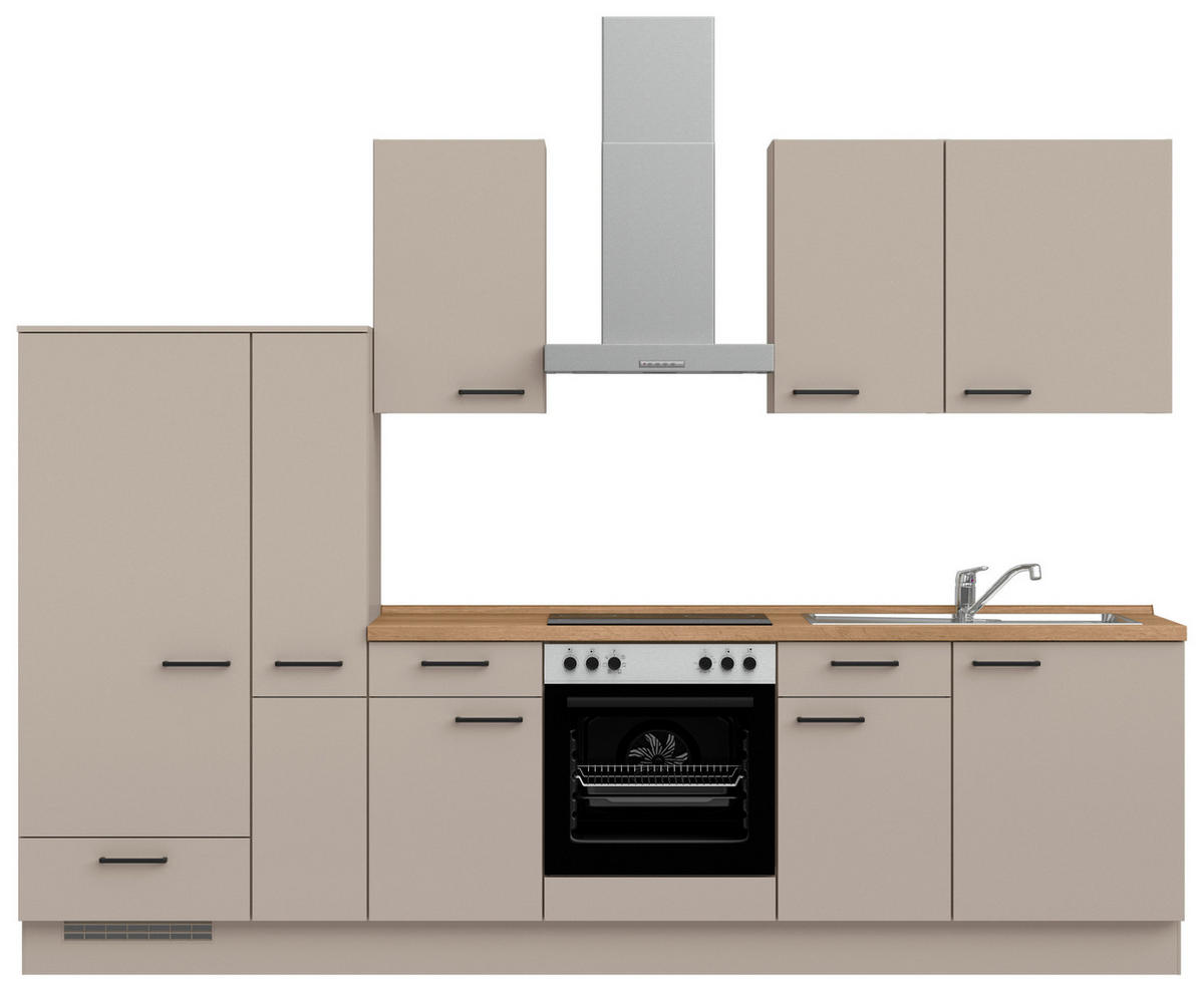 KÜCHENBLOCK Easytouch 300 cm  in Eichefarben, Sandfarben  - Sandfarben/Eichefarben, MODERN, Holzwerkstoff/Metall (300cm) - Nobilia