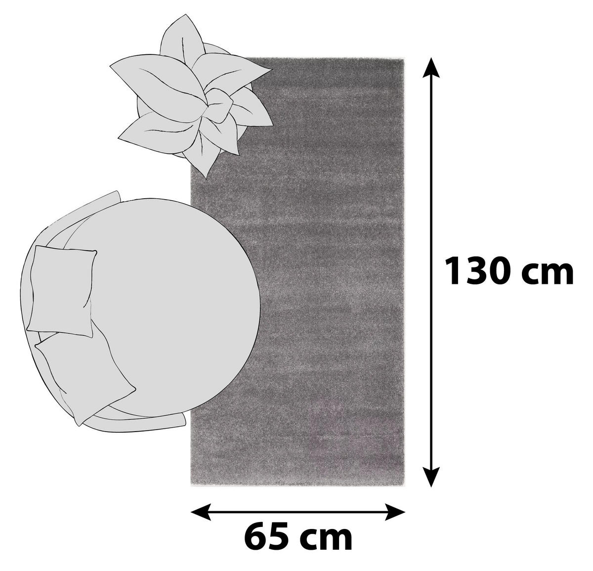 HOCHFLORTEPPICH 65/130 cm Bellevue Grau  - Grau, Basics, Textil (65/130cm) - Novel
