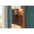 WOHNWAND  in Weiß, Eichefarben  330/204/50 cm  - Eichefarben/Silberfarben, Design, Glas/Holz (330/204/50cm) - Waldwelt