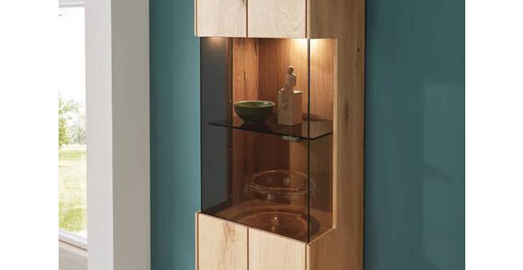 WOHNWAND in Weiß, Eichefarben 330/204/50 cm - Eichefarben/Silberfarben, Design, Glas/Holz (330/204/50cm) - Waldwelt