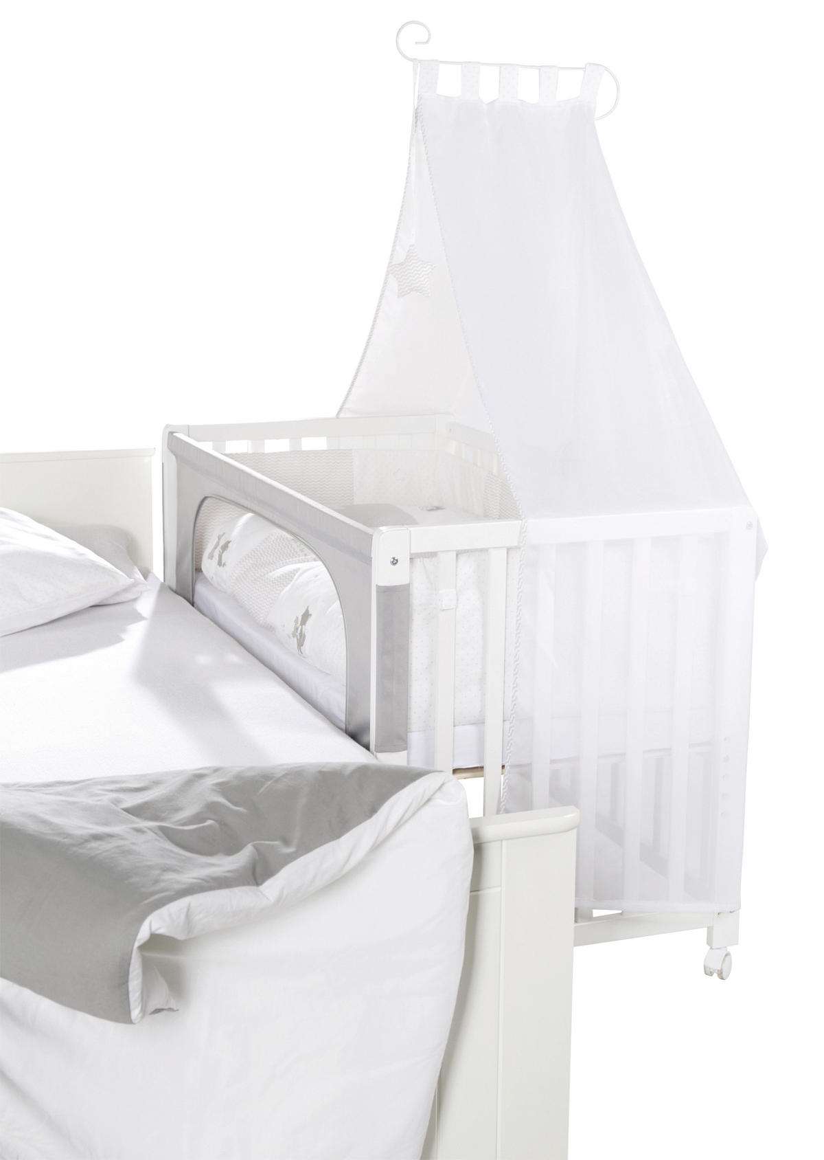 BEISTELLBETT roba Fox & Bunny  - Weiß/Grau, Basics, Holzwerkstoff/Textil (126/157/66cm) - Roba