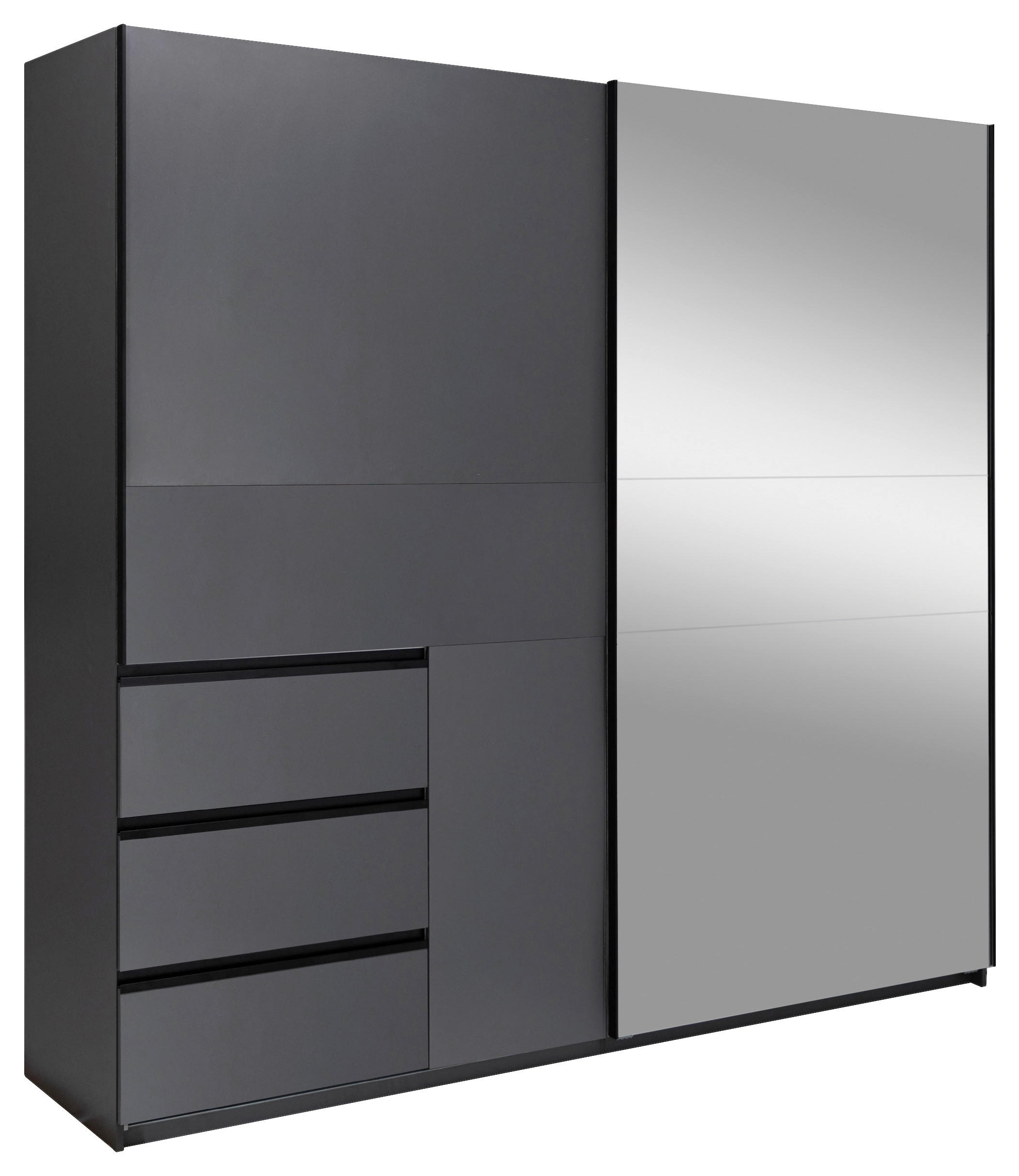 SCHIEBETÜRENSCHRANK 215/205/61,5 cm 2-türig Graphitfarben  - Graphitfarben/Schwarz, MODERN, Holzwerkstoff/Metall (215/205/61,5cm) - MID.YOU