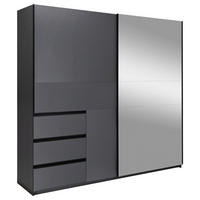 SCHIEBETÜRENSCHRANK 215/205/61,5 cm 2-türig Graphitfarben  - Graphitfarben/Schwarz, MODERN, Holzwerkstoff/Metall (215/205/61,5cm) - MID.YOU