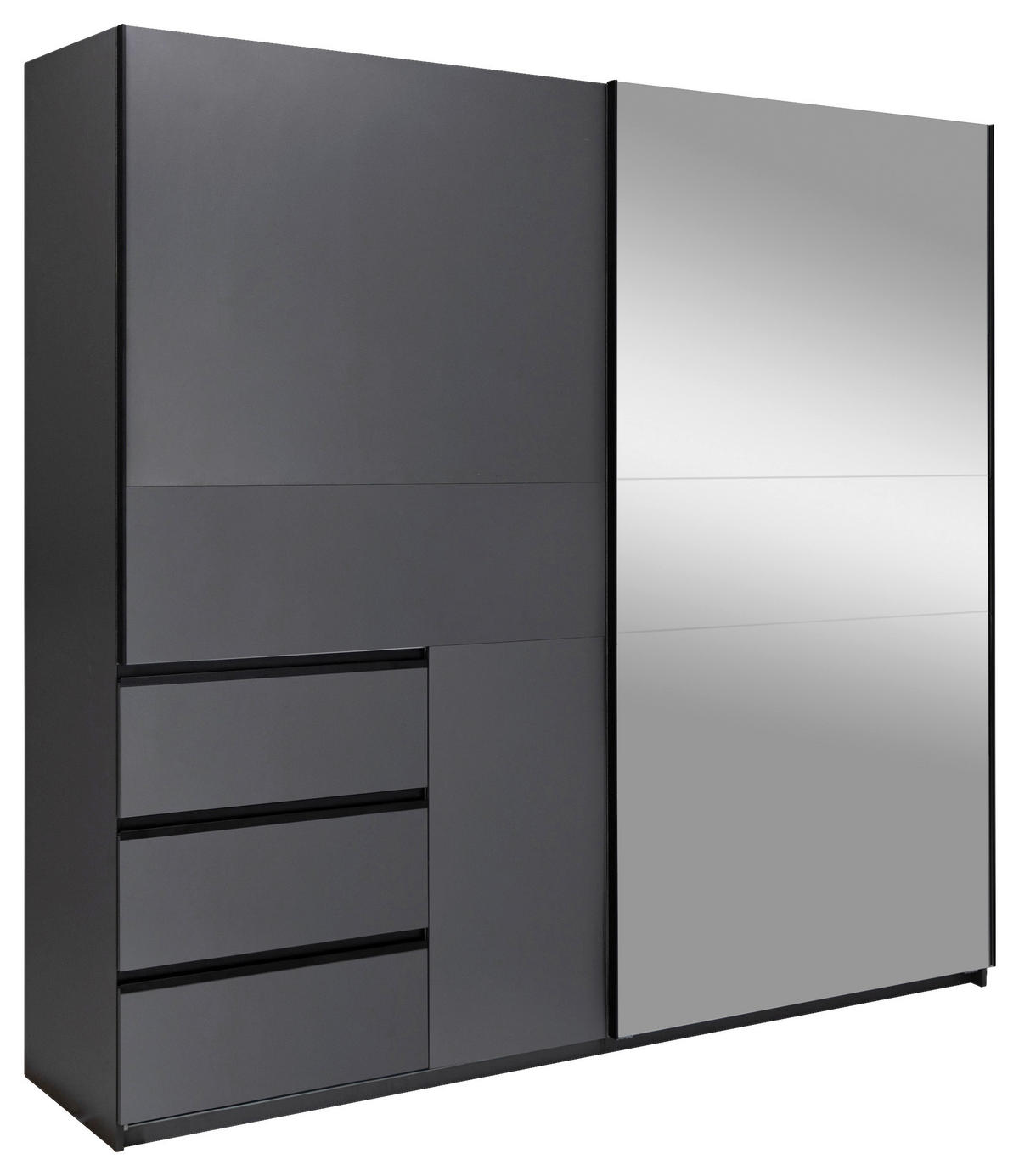 SCHIEBETÜRENSCHRANK 215/205/61,5 cm 2-türig Graphitfarben  - Graphitfarben/Schwarz, MODERN, Holzwerkstoff/Metall (215/205/61,5cm) - MID.YOU