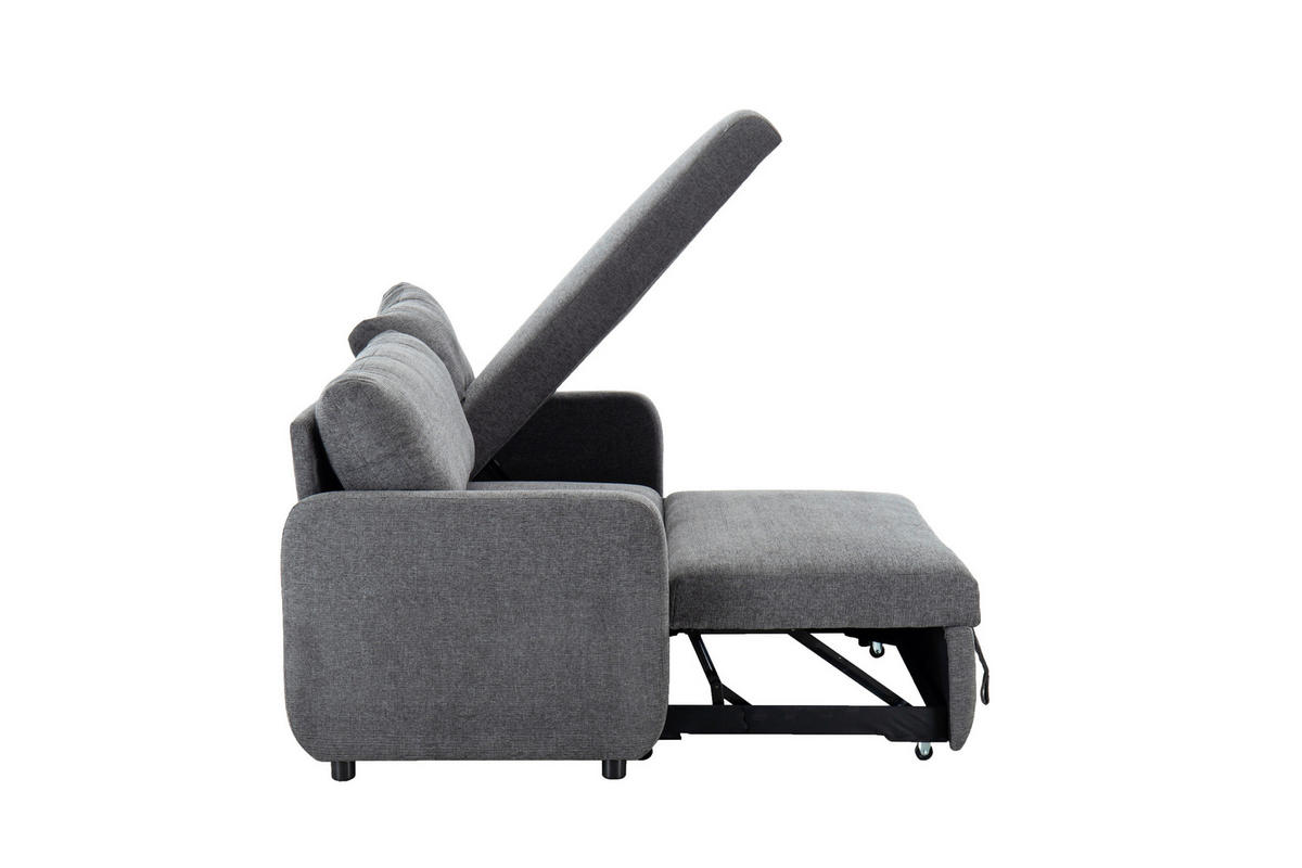 ECKSOFA TUMO Dunkelgrau Leinenoptik Rückenkissen, Bettkasten  - Dunkelgrau/Schwarz, Design, Kunststoff/Textil (152,5/225,5cm) - Livetastic
