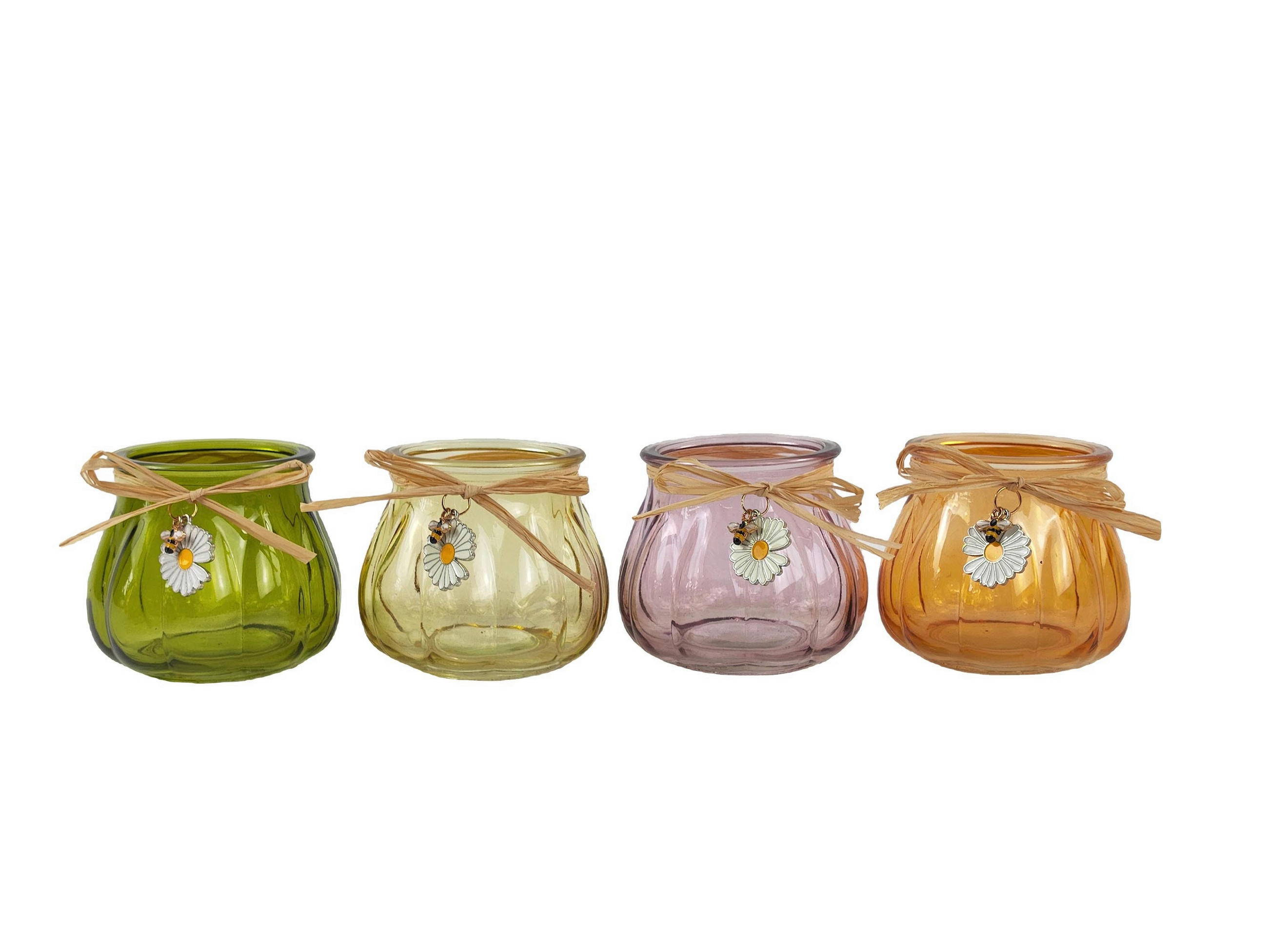 WINDLICHT - Pink/Gelb, LIFESTYLE, Glas/Naturmaterialien (9,5/8cm)