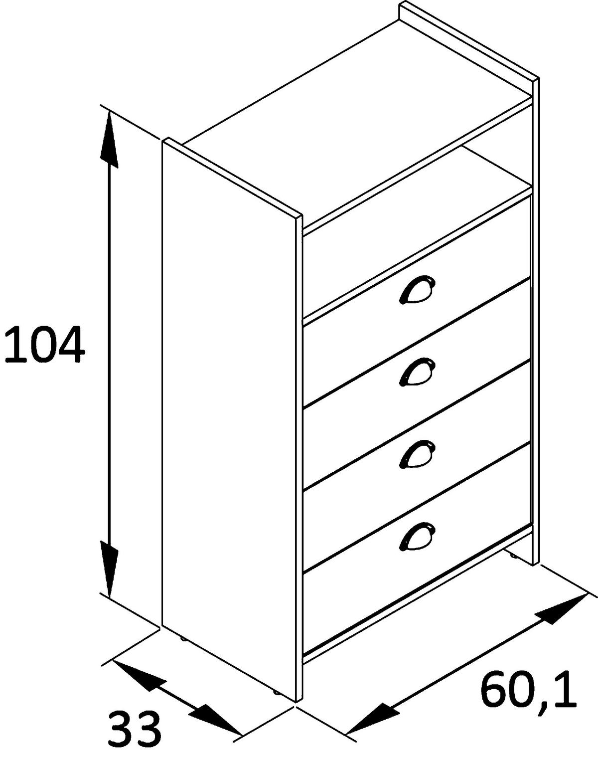 HIGHBOARD Lindholm  in 60,1/104/33 cm  - Pastellblau/Eichefarben, KONVENTIONELL, Holzwerkstoff/Metall (60,1/104/33cm) - Stylife