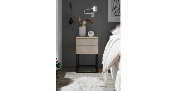 NACHTKÄSTCHEN 40/65/38,5 cm in Kaschmir, Schwarz - Kaschmir/Schwarz, Design, Holzwerkstoff/Metall (40/65/38,5cm) - Carryhome