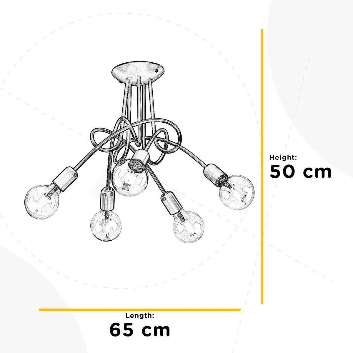 STROPNÍ SVÍTIDLO, 65/65/50 cm - bílá, Basics, kov (65/65/50cm)