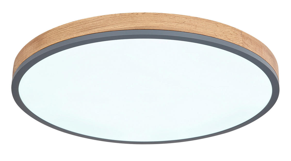 LED-DECKENLEUCHTE 60/8,5 cm   - Opal/Graphitfarben, Natur, Holzwerkstoff/Kunststoff (60/8,5cm) - Globo