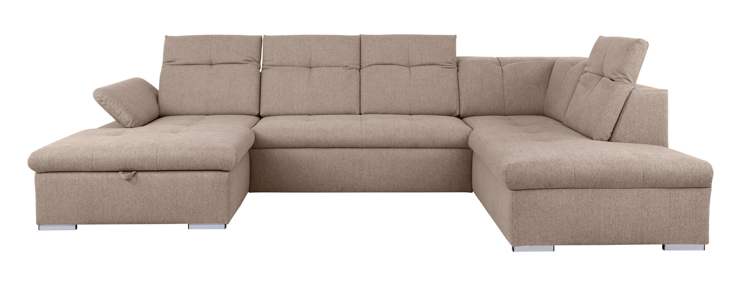 WOHNLANDSCHAFT in Hellbraun  - Hellbraun/Grau, Design, Textil/Metall (173/328/215cm) - MID.YOU